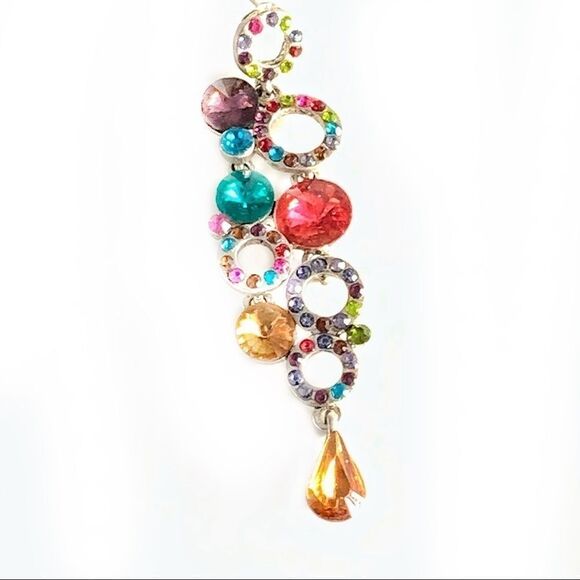 Runway multicolored crystal circle dangle earrings - Picture 3 of 8